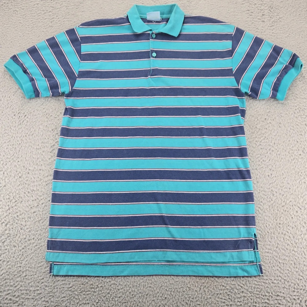 Howell Trader Shirt Mens Medium Green Vintage‎ Striped Short Sleeve Polo 80s